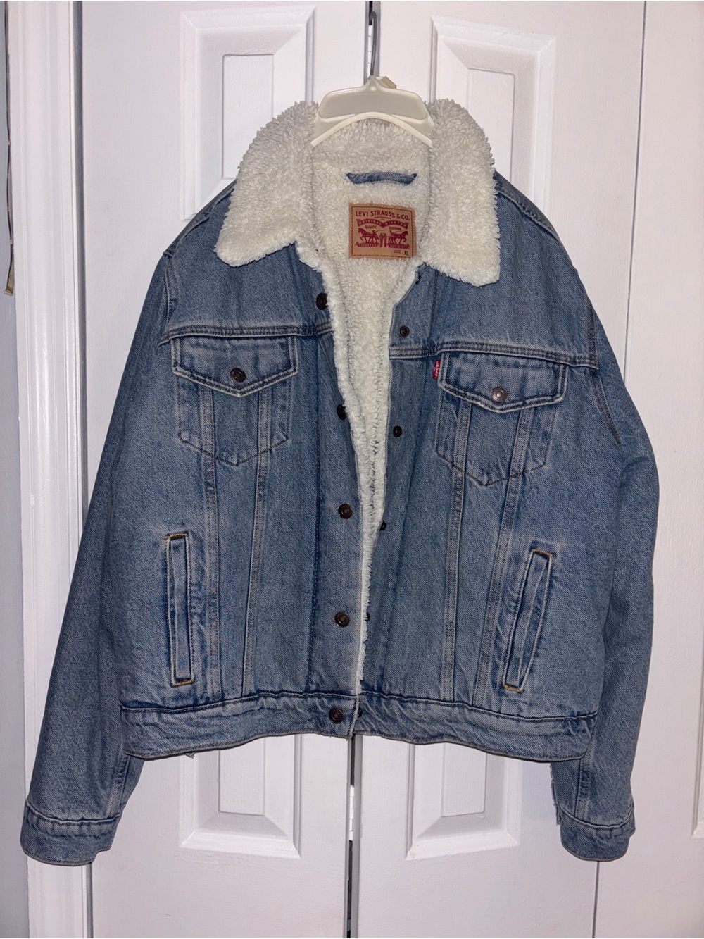 Levi's Light Blue Denim Jacket with Cream Sherpa Collar
